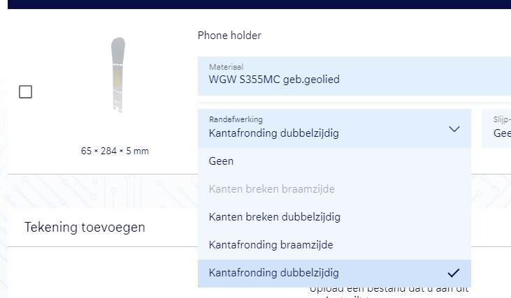 kantafronding selecteren in sophia