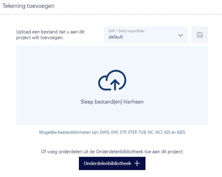 onderdelen uit onderdelenbibliotheek toevoegen aan bestaand project