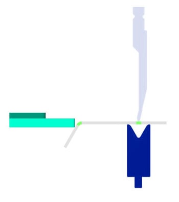 Joint à angle droit contre la butée.