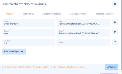 Benutzerdefinierte Namenszuordnung