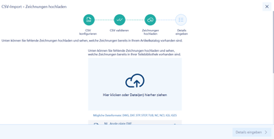 CSV Zeichnungen Hochladen