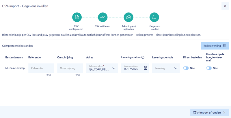 CSV gegevens invullen