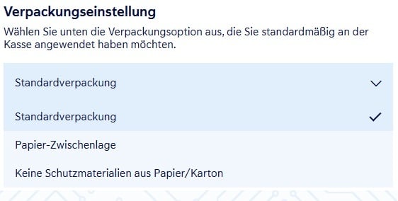 Verpackungseinstellung