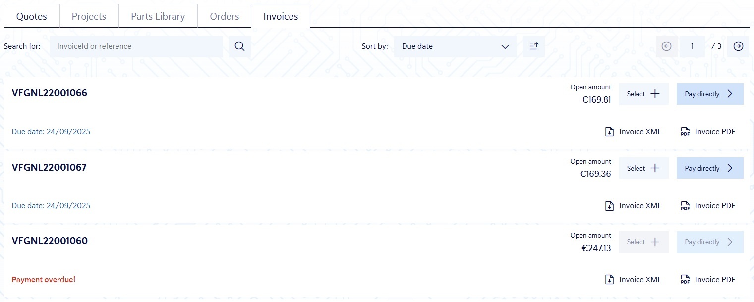 Invoices overview Sophia®