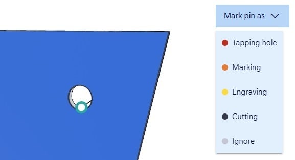 mark hole as tapping hole