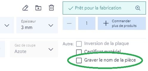 Graver le nom de la pièce