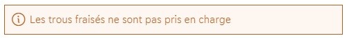 Les trous fraisés ne sont pas pris en charge