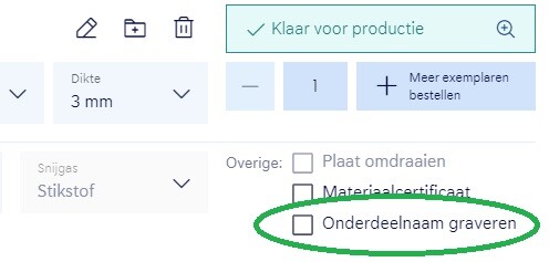 Checkbox onderdeelnaam graveren