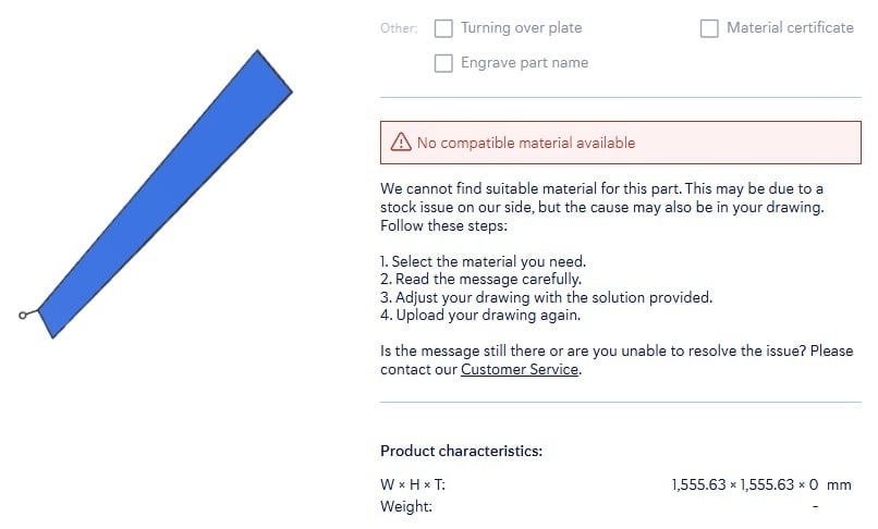 Error message sophia no compatible material available