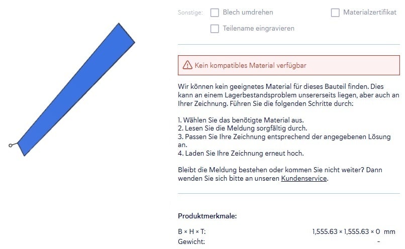 Fehlermeldung sophia kein kompatibles material verfuegbar