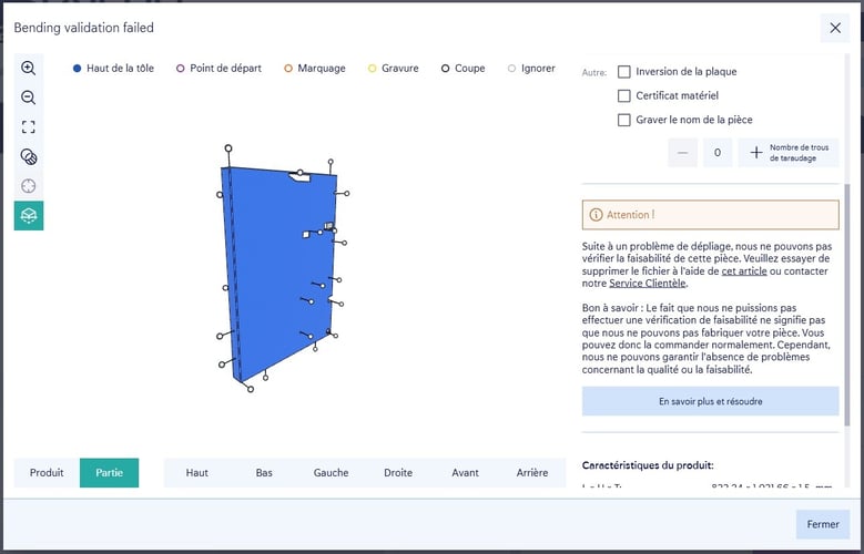 controle de faisabilite a echoue