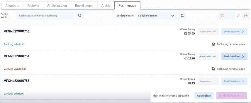 Reiter Rechnungen inSophia Screenshot