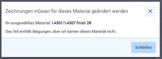 ruckmelding nach nicht verfugbarem material
