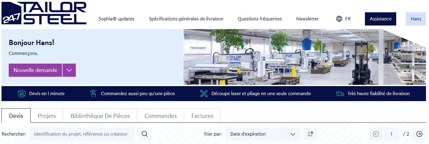 tableau de bord de sophia
