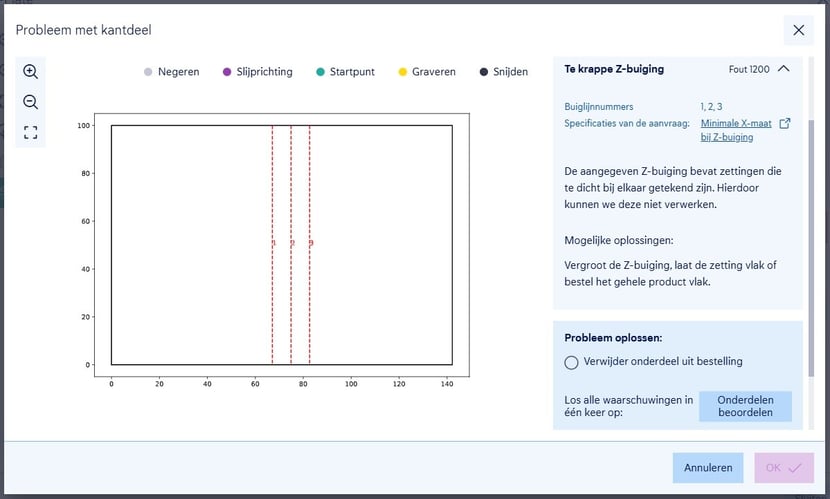 z-buiging foutmelding en oplossing 